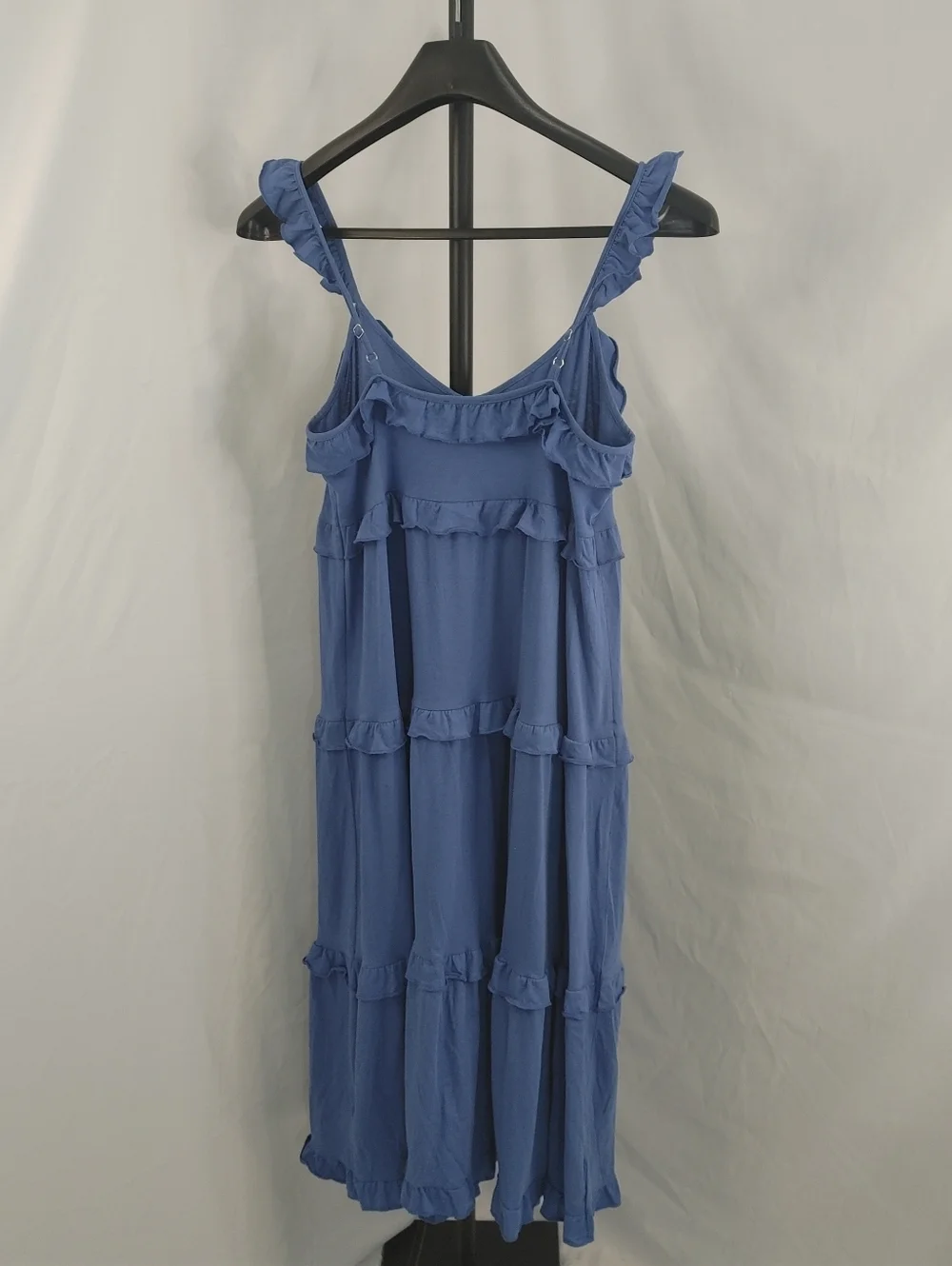 J.Crew Re Imagined Blue Tiered Ruffle Midi Dress Women Medium Flowy Cotton